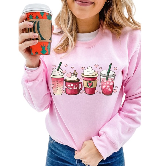 Sweaters - Valentines sweet drinks graphic sweater for pin